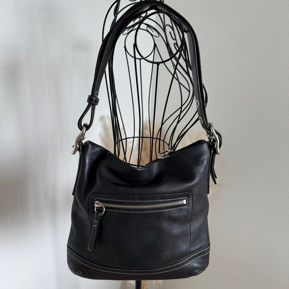 COACH Vintage 1415 Soho Black Leather Crossbody Shoulder Bag Hobo - Picture 4 of 15